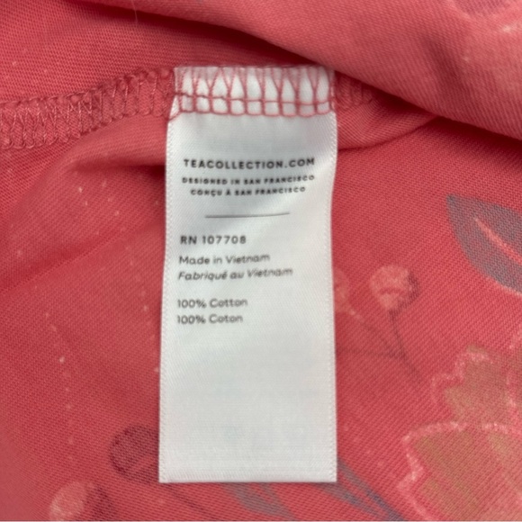 Tea Collection Girls Riko Trapeze Dress 5 Floral Pink Lime Green Blue Cotton EUC - Picture 6 of 10